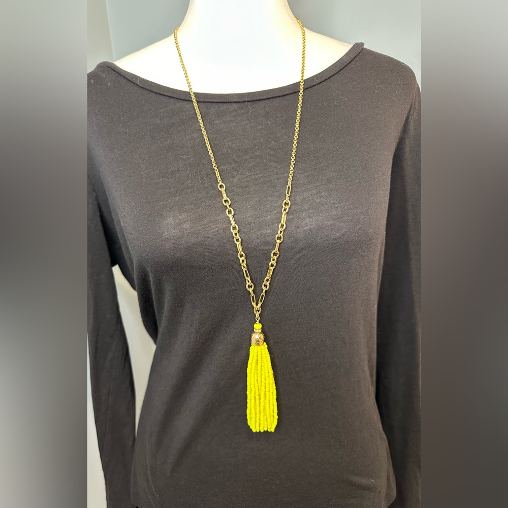 $68 LILLY PULITZER yellow tassel necklace